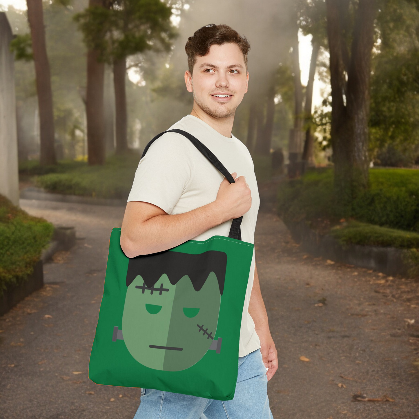 Frankenstein Carrying Tote Halloween Trick or Treat Bag for Kids Tote Bag Halloween Treat Bag for Kids Costume Spooky Accessory Bag