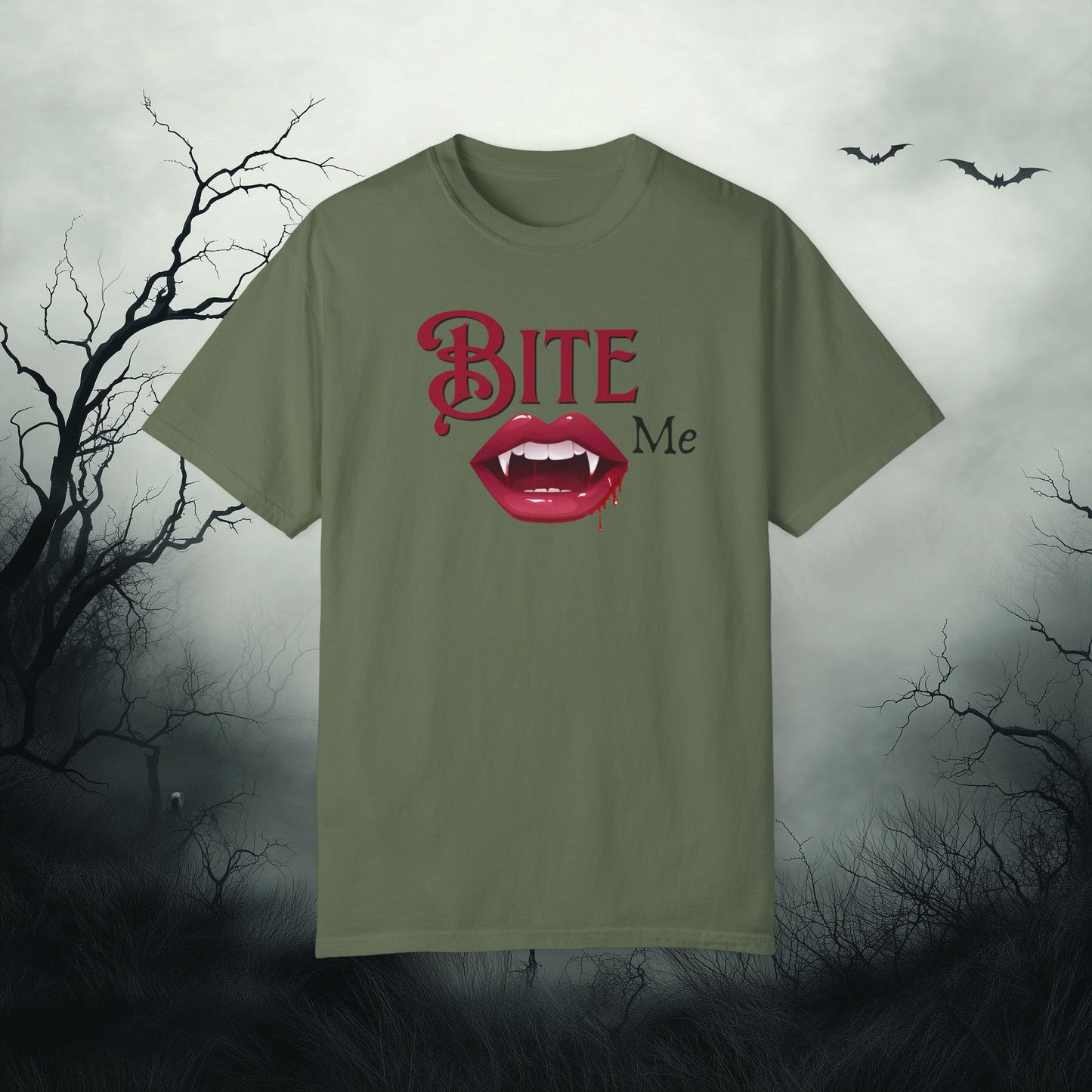 Bite Me Cute Halloween Graphic T - Cute Vampire Bite Me T-Shirt - Comfort Colors 1717