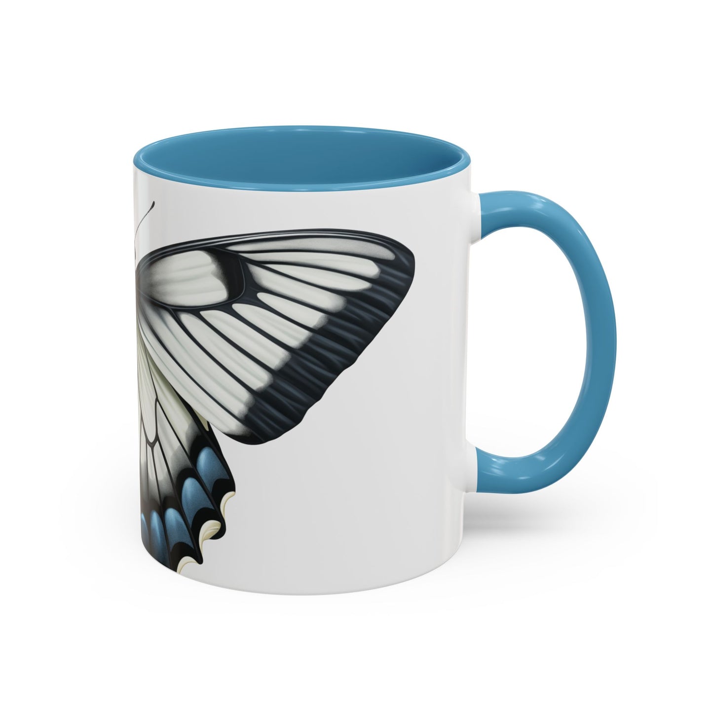 White Zebra Swallowtail Butterfly Accent Coffee Mug, 11oz, Zebra Swallowtail Butterfly Coffee or Tea Mug