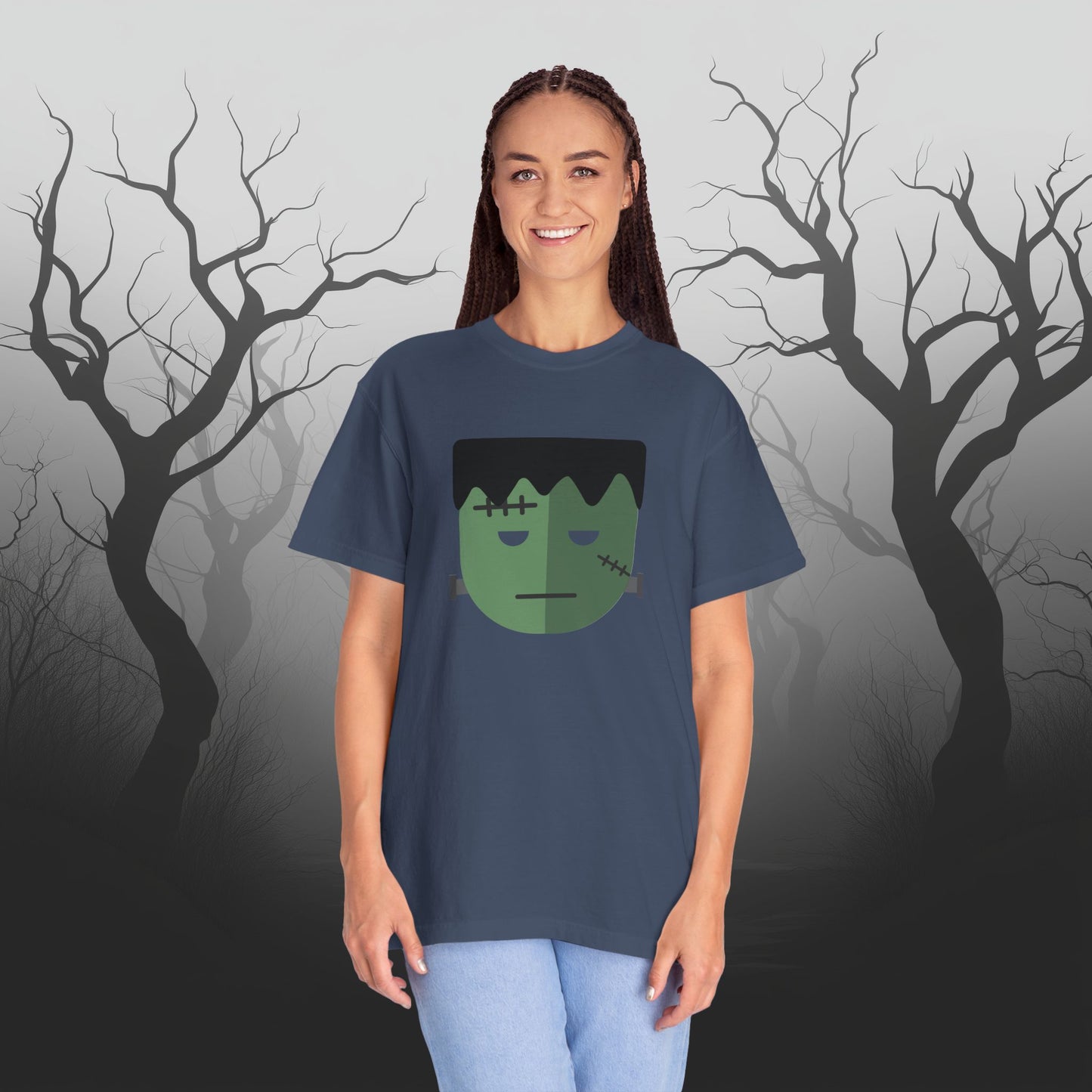 Cute & Simple Frankenstein Graphic Halloween Graphic T-Shirt - Funny Halloween Shirt Comfort Colors 1717