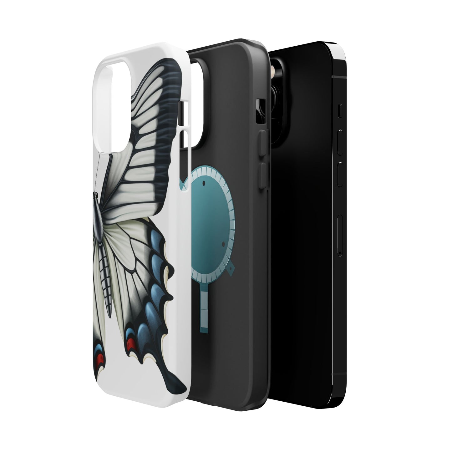 White Zebra Swallowtail Butterfly Re-imagined iPhone case Beautiful Butterfly MagSafe Tough Cases White Swallowtail Butterfly MagSafe iPhone Case