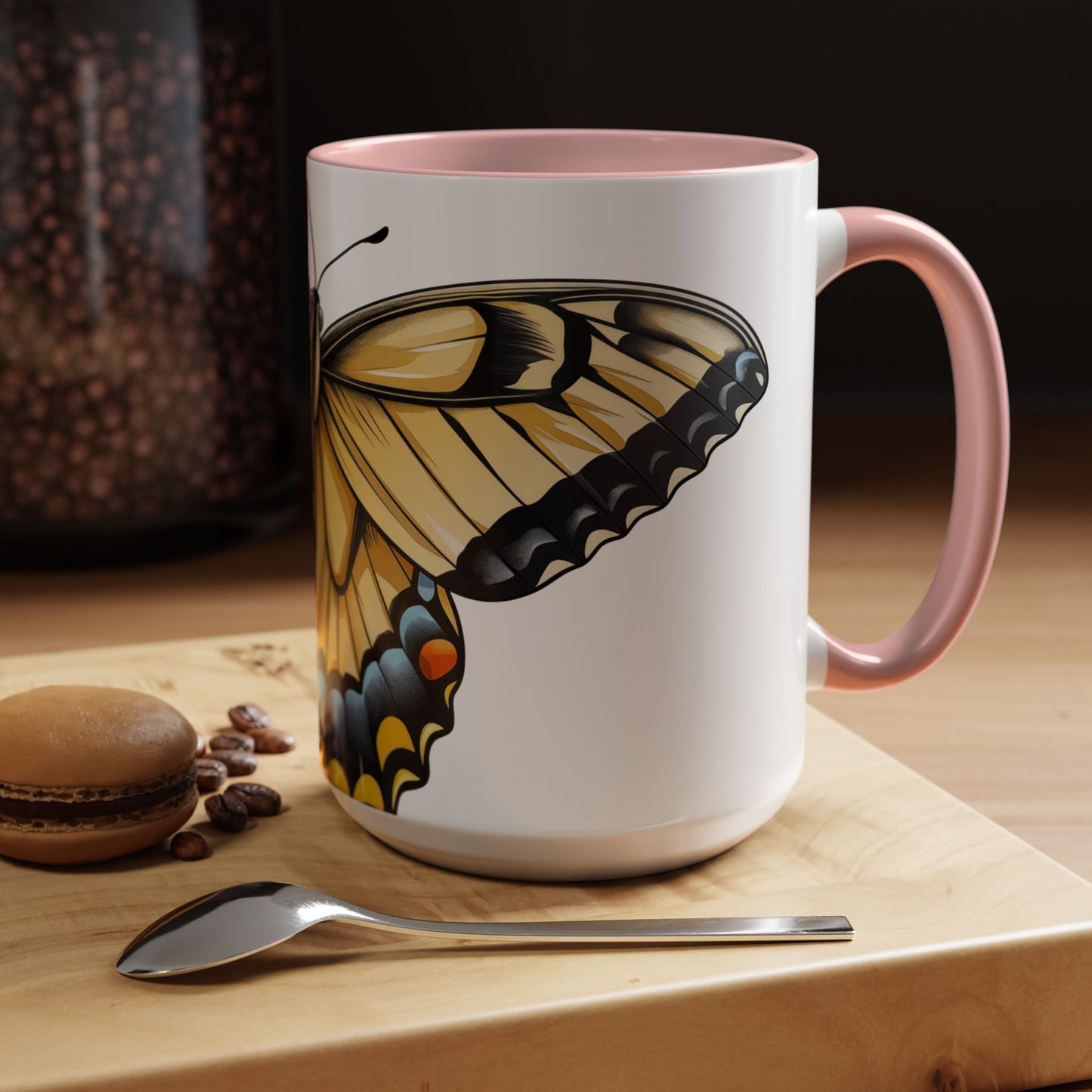 Yellow Tiger Swallowtail Butterfly Accent Coffee Mug, 11oz, Tiger Swallowtail re-imagined Beautiful Tiger Swallowtail Butterfly Coffee Mug & Tea Cup