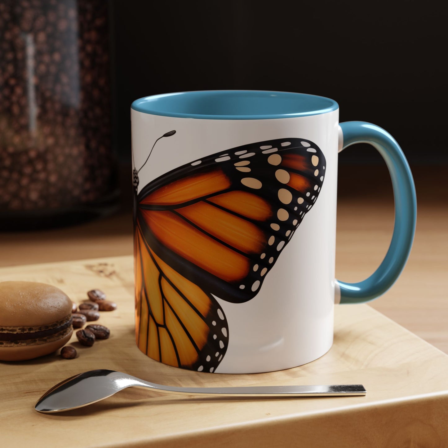 Monarch Butterfly Accent Coffee Mug, 11oz, Monarch re-imagined beautiful Monarch Coffee Mug or Tea Cup