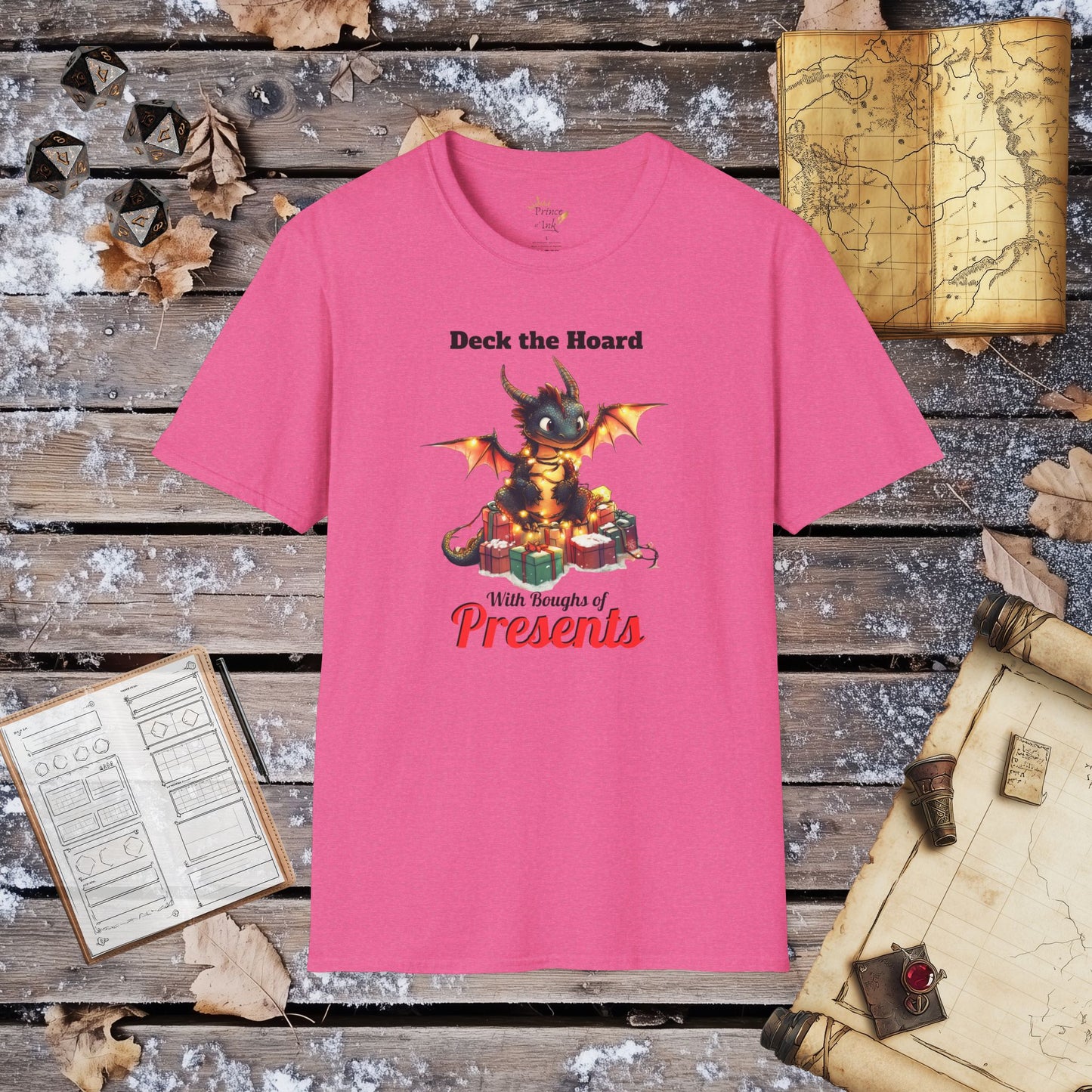 Deck the Hoard with Boughs of Presents - Cute Holiday Dragon Fantasy Group Role-Playing Unisex Graphic T-Shirt