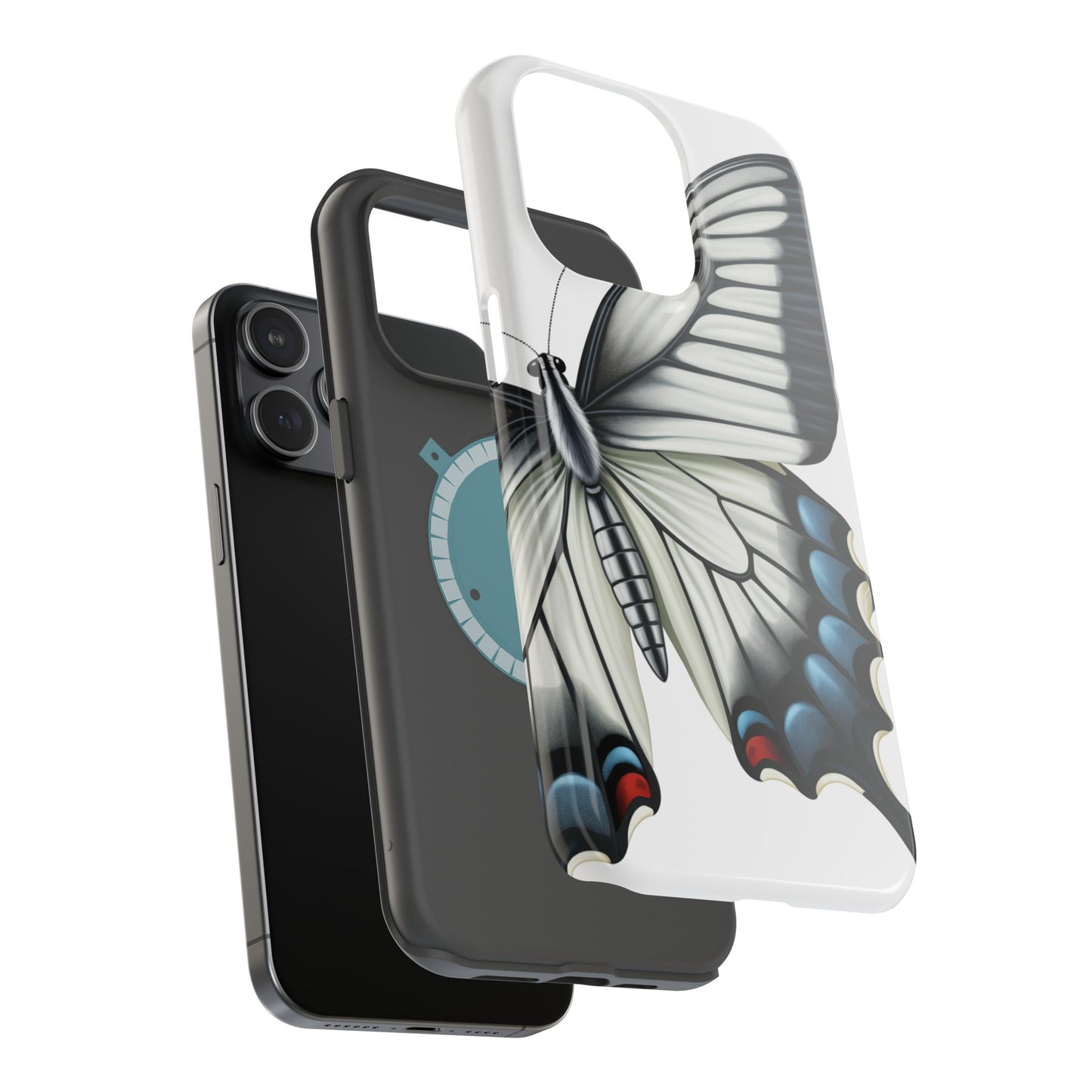 White Zebra Swallowtail Butterfly Re-imagined iPhone case Beautiful Butterfly MagSafe Tough Cases White Swallowtail Butterfly MagSafe iPhone Case