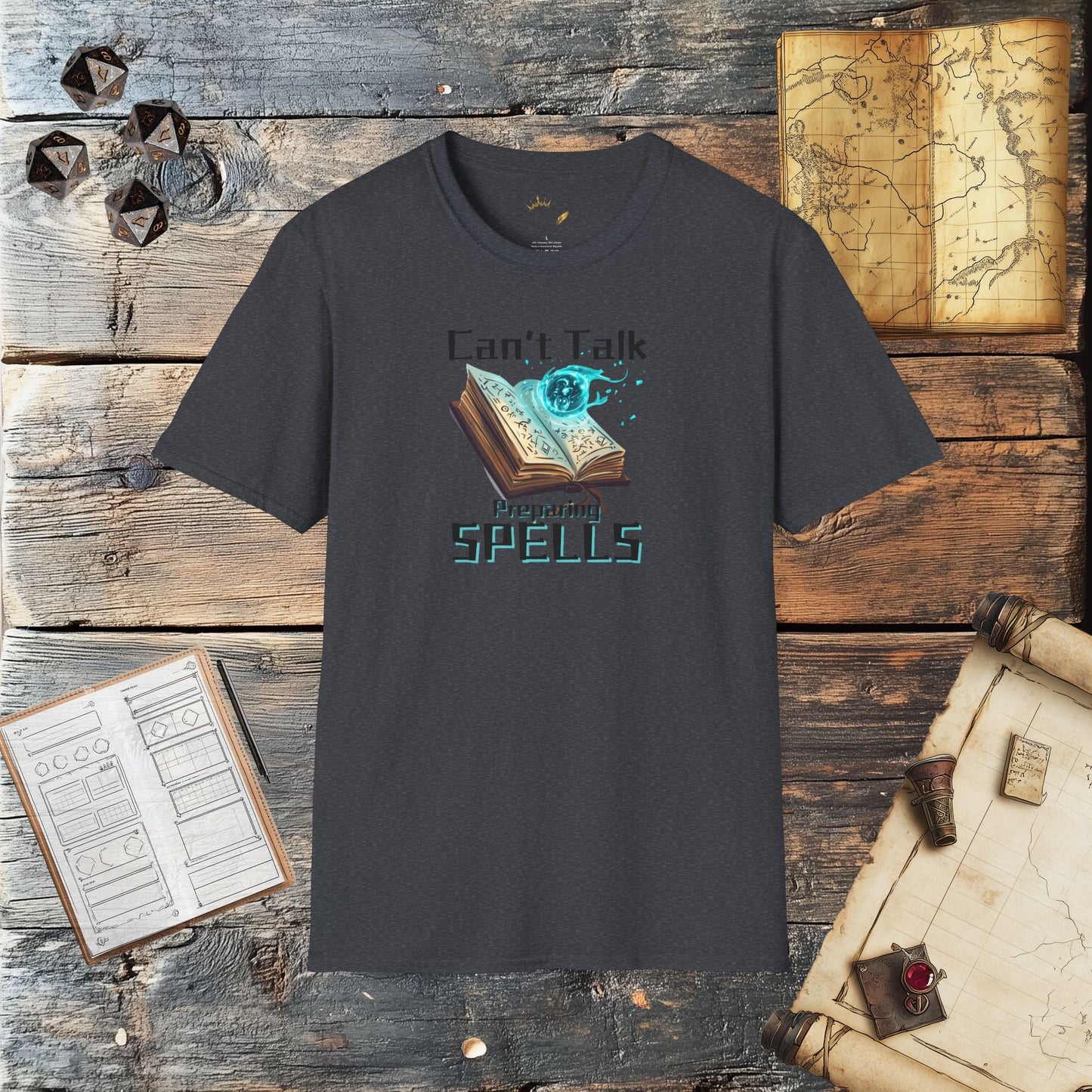 Can't Talk Preparing Spells - Wizard Role Playing Graphic T-Shirt