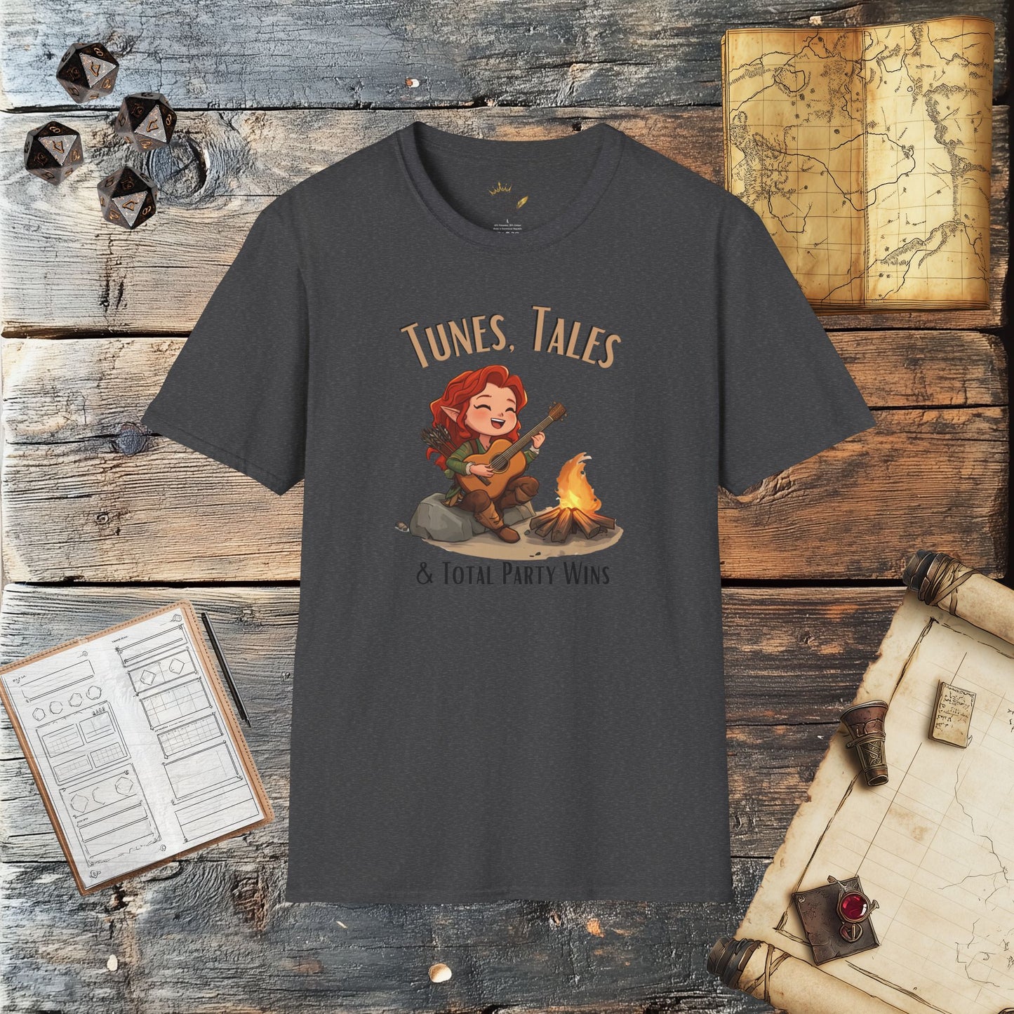 Tunes, Tales & Total Party Wins - Fantasy Group Role-Playing Unisex Graphic T-Shirt