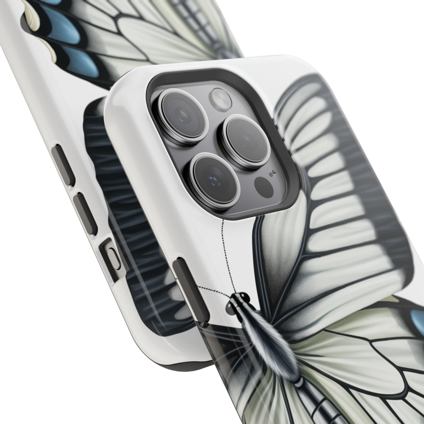 White Zebra Swallowtail Butterfly Re-imagined iPhone case Beautiful Butterfly MagSafe Tough Cases White Swallowtail Butterfly MagSafe iPhone Case