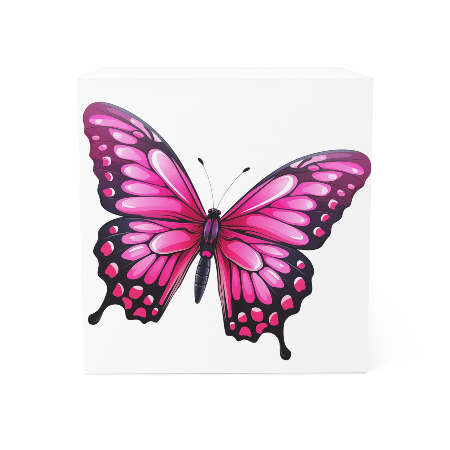 Butterfly Sticky Note Cube Decoration Stationary for Office, Home or School. Desk Decor and Organization Gift for Nature Lovers Pink Butterfly Notepad