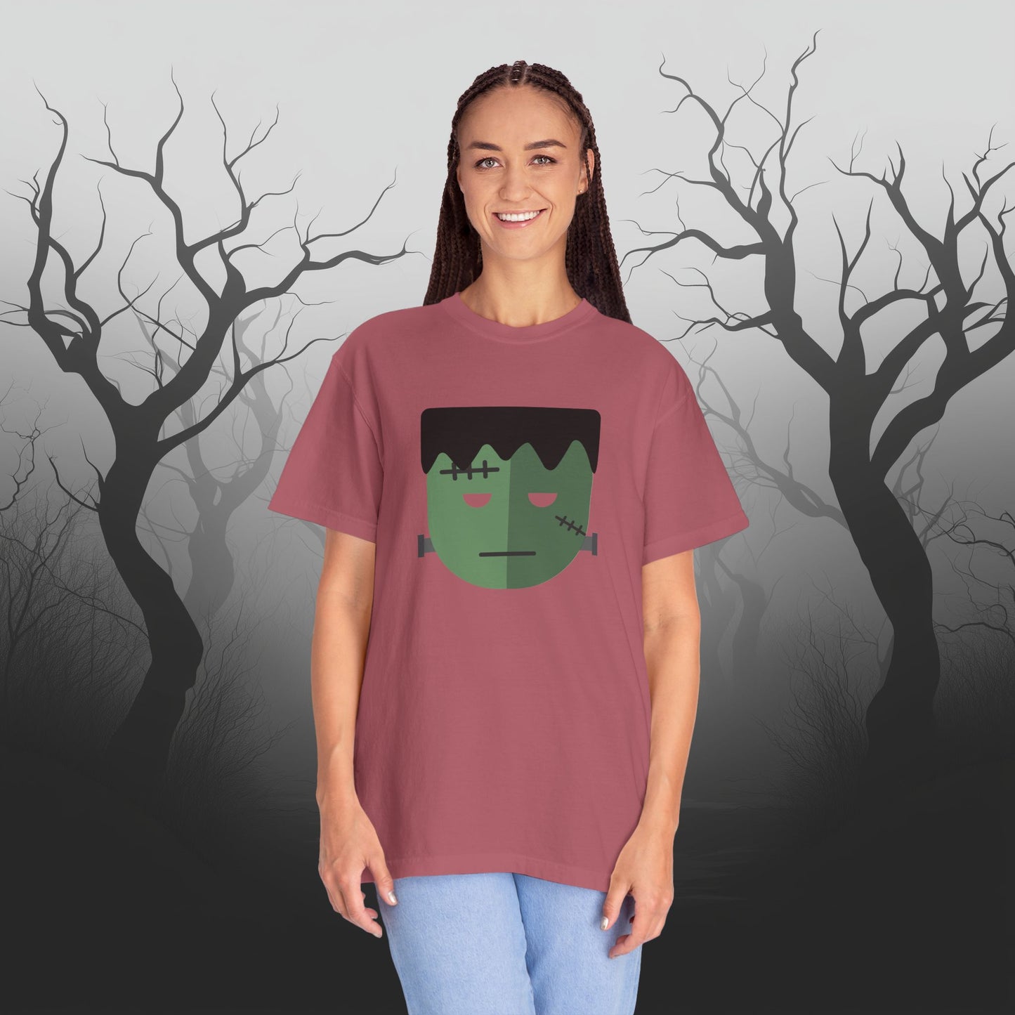 Cute & Simple Frankenstein Graphic Halloween Graphic T-Shirt - Funny Halloween Shirt Comfort Colors 1717