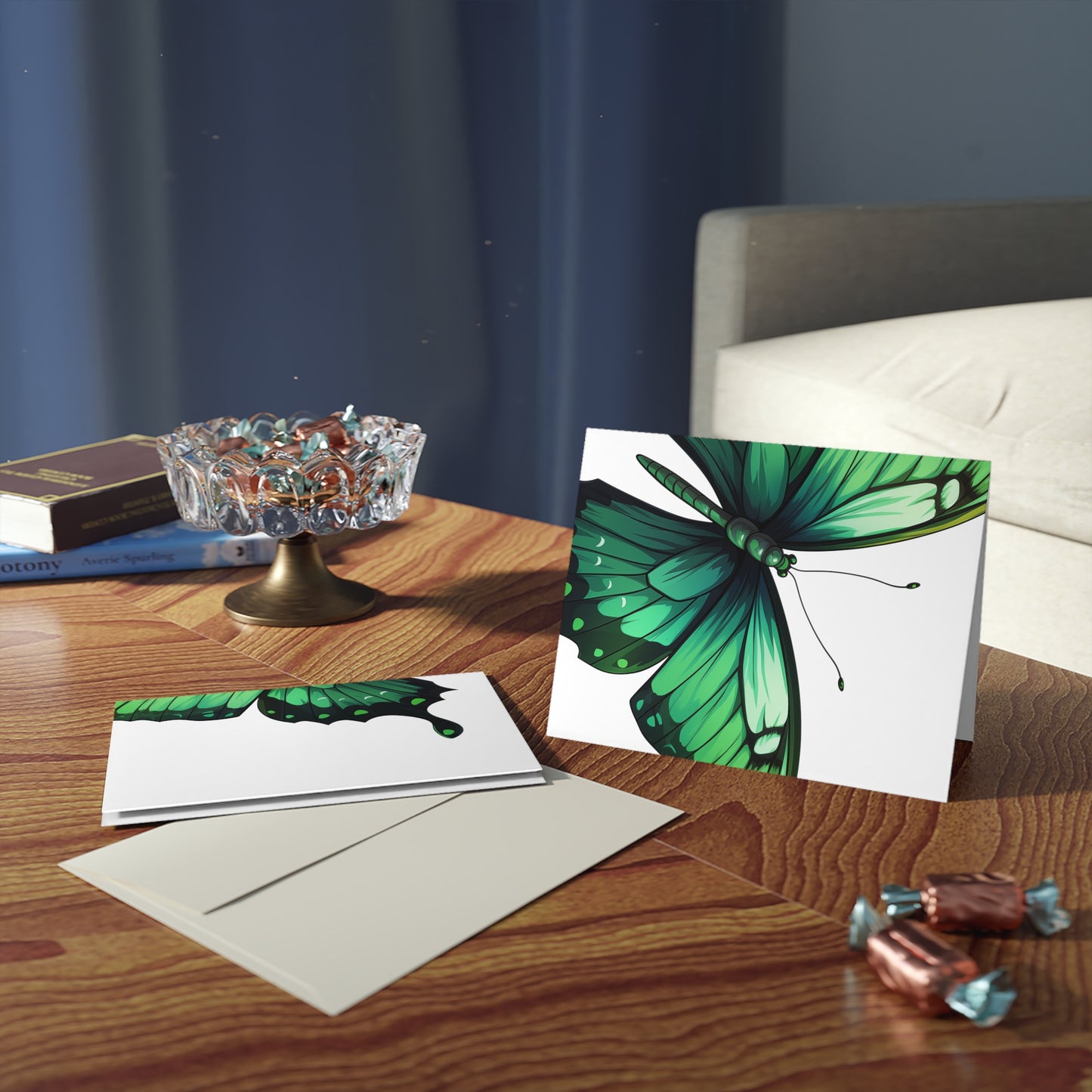 Butterfly Greeting cards (8, 16, and 24 pcs) - Large Beautiful Emerald Swallowtail Design - Greeting Card, Congrats Card, Wedding Card, Sympathy Card