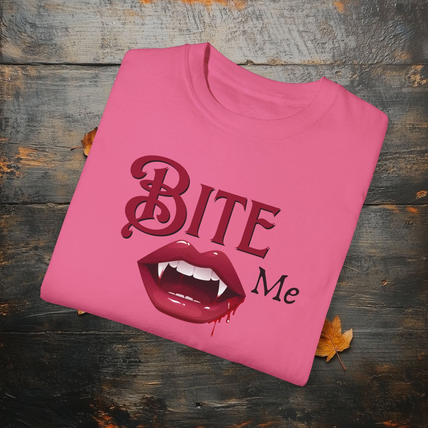 Bite Me Cute Halloween Graphic T - Cute Vampire Bite Me T-Shirt - Comfort Colors 1717