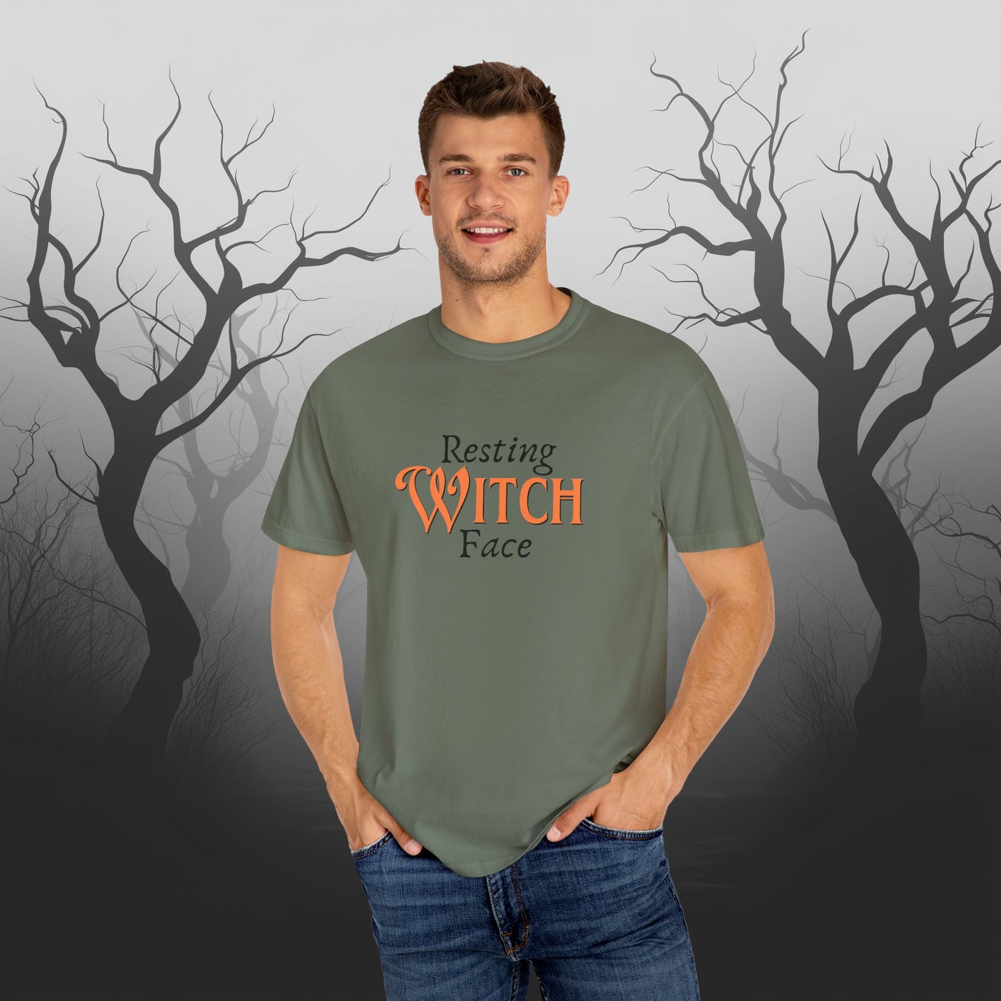 Resting Witch Face Funny Halloween Graphic T - Cute Comfort Colors 1717 Halloween Graphic T