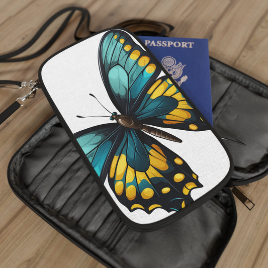 Butterfly Whimsical Passport Wallet, Stylish Travel Accessory for Nature Lovers. Swallowtail Birdwing Art Green Butterfly Passport Holder