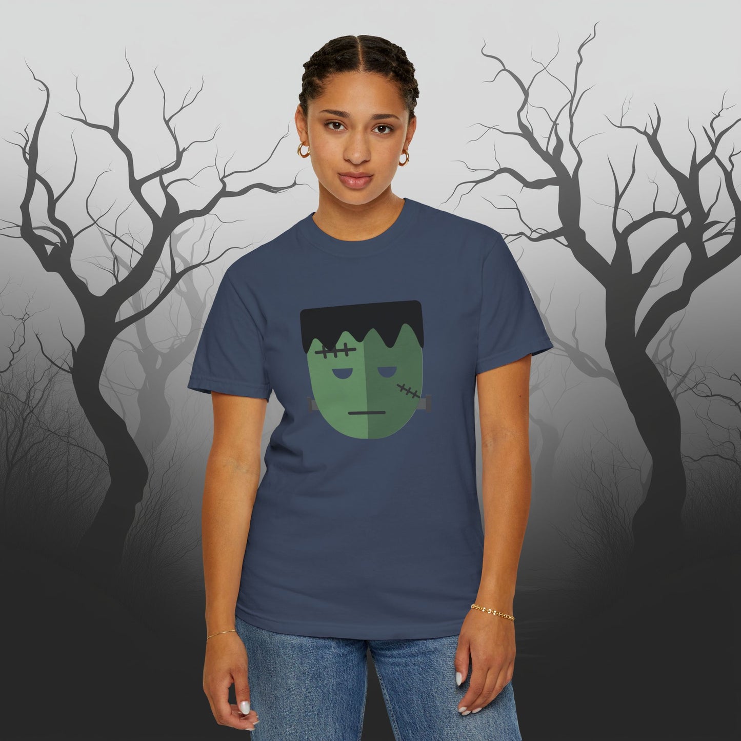 Cute & Simple Frankenstein Graphic Halloween Graphic T-Shirt - Funny Halloween Shirt Comfort Colors 1717