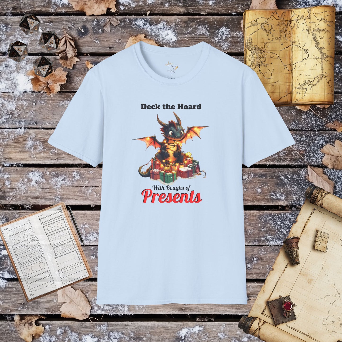 Deck the Hoard with Boughs of Presents - Cute Holiday Dragon Fantasy Group Role-Playing Unisex Graphic T-Shirt