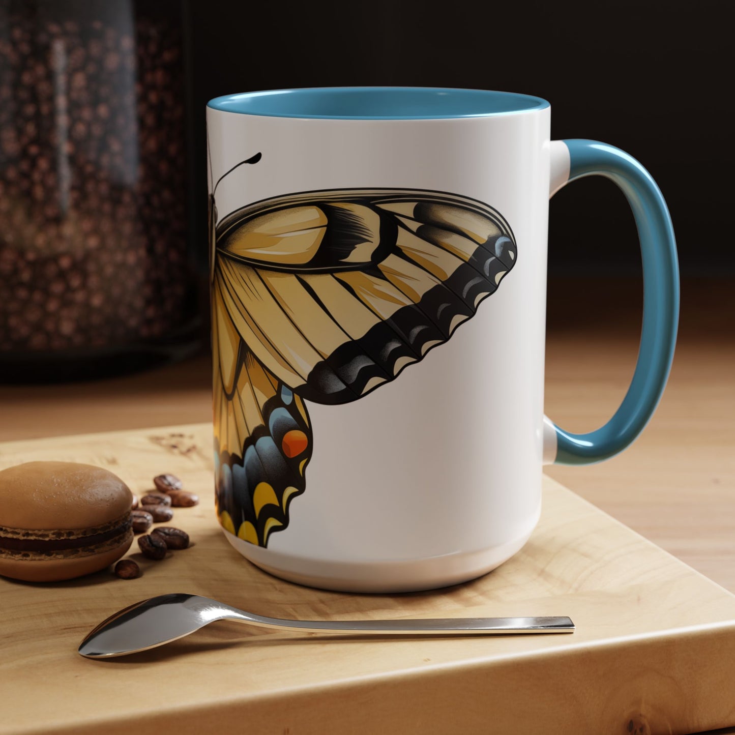 Yellow Tiger Swallowtail Butterfly Accent Coffee Mug, 11oz, Tiger Swallowtail re-imagined Beautiful Tiger Swallowtail Butterfly Coffee Mug & Tea Cup