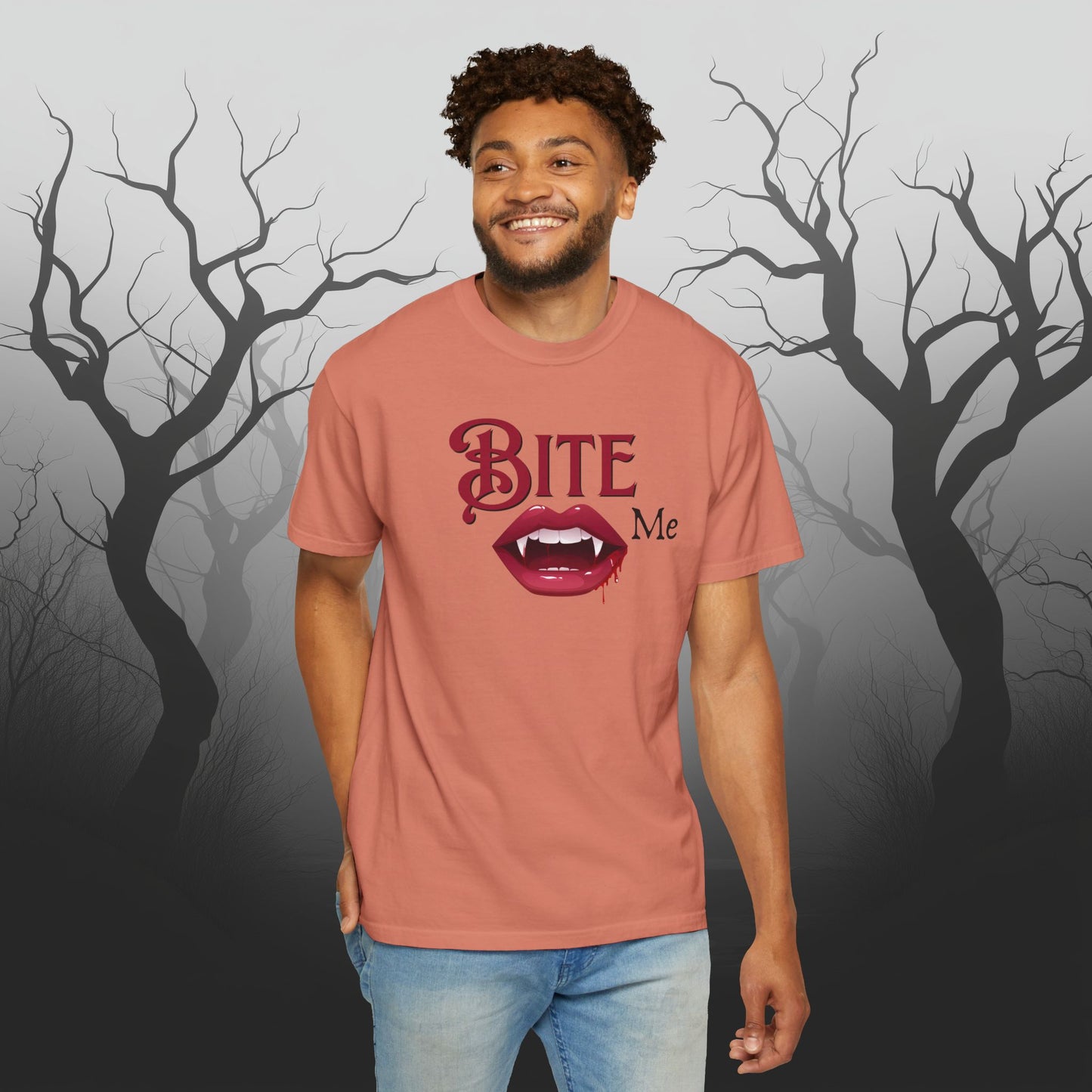 Bite Me Cute Halloween Graphic T - Cute Vampire Bite Me T-Shirt - Comfort Colors 1717