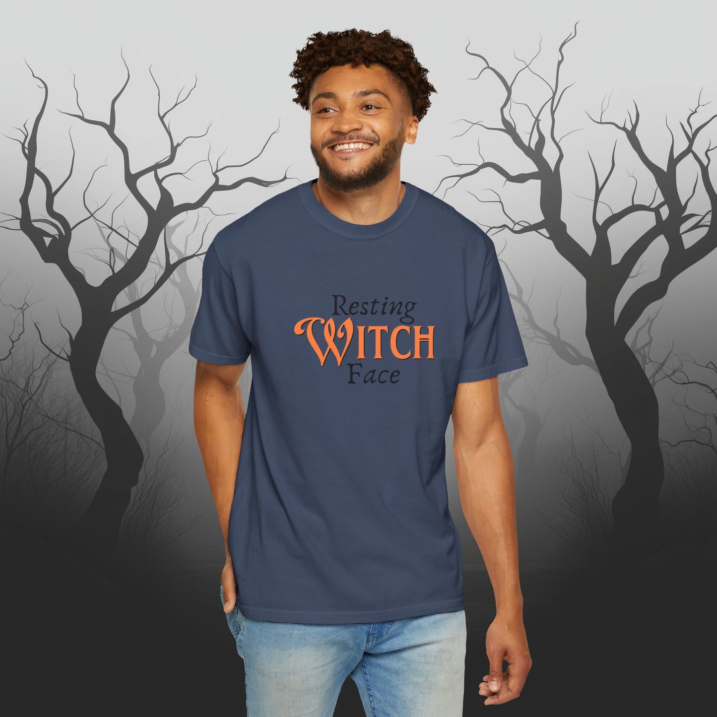 Resting Witch Face Funny Halloween Graphic T - Cute Comfort Colors 1717 Halloween Graphic T