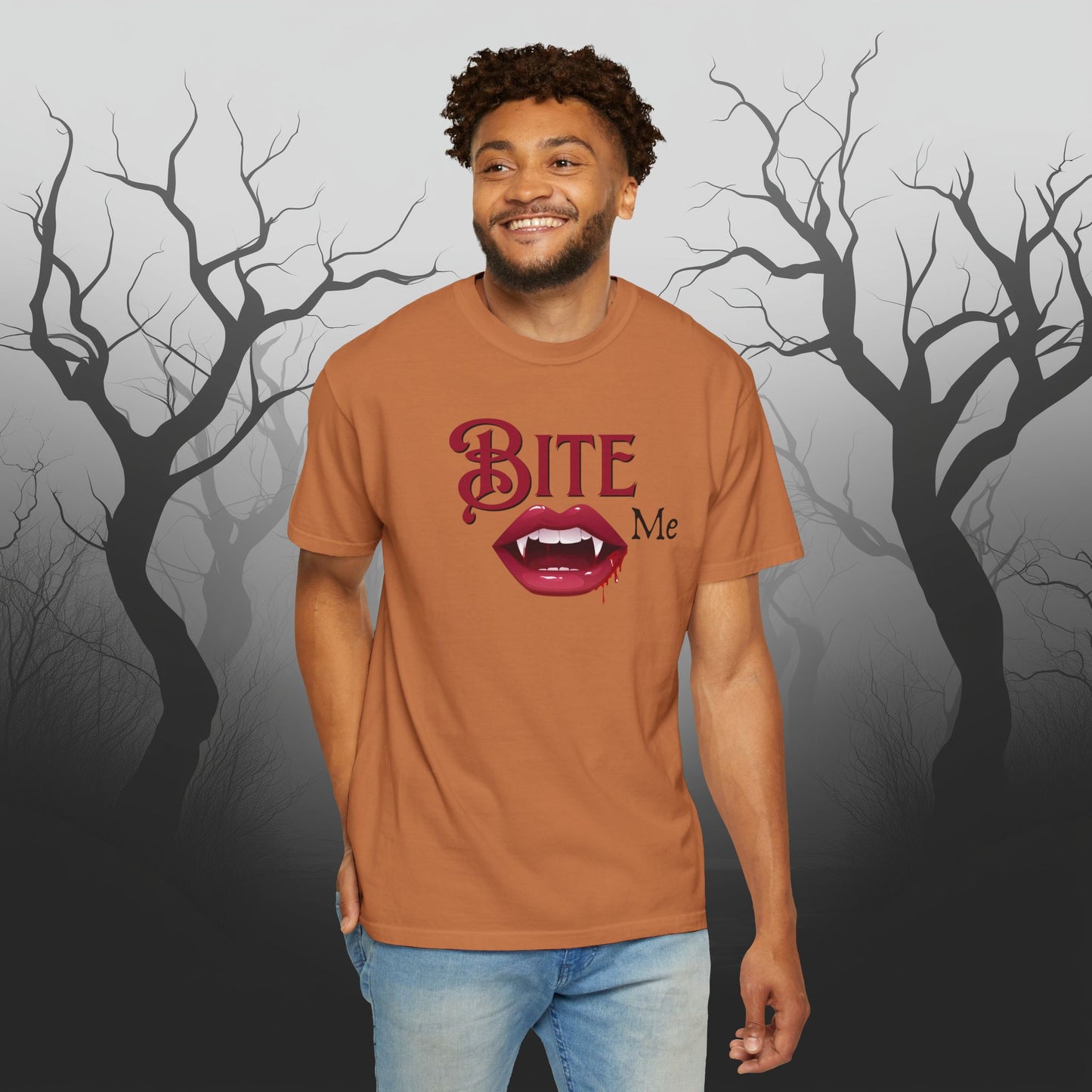 Bite Me Cute Halloween Graphic T - Cute Vampire Bite Me T-Shirt - Comfort Colors 1717