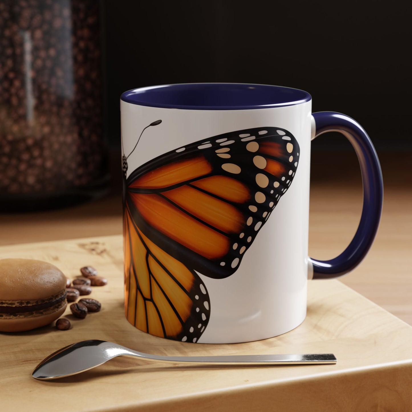 Monarch Butterfly Accent Coffee Mug, 11oz, Monarch re-imagined beautiful Monarch Coffee Mug or Tea Cup