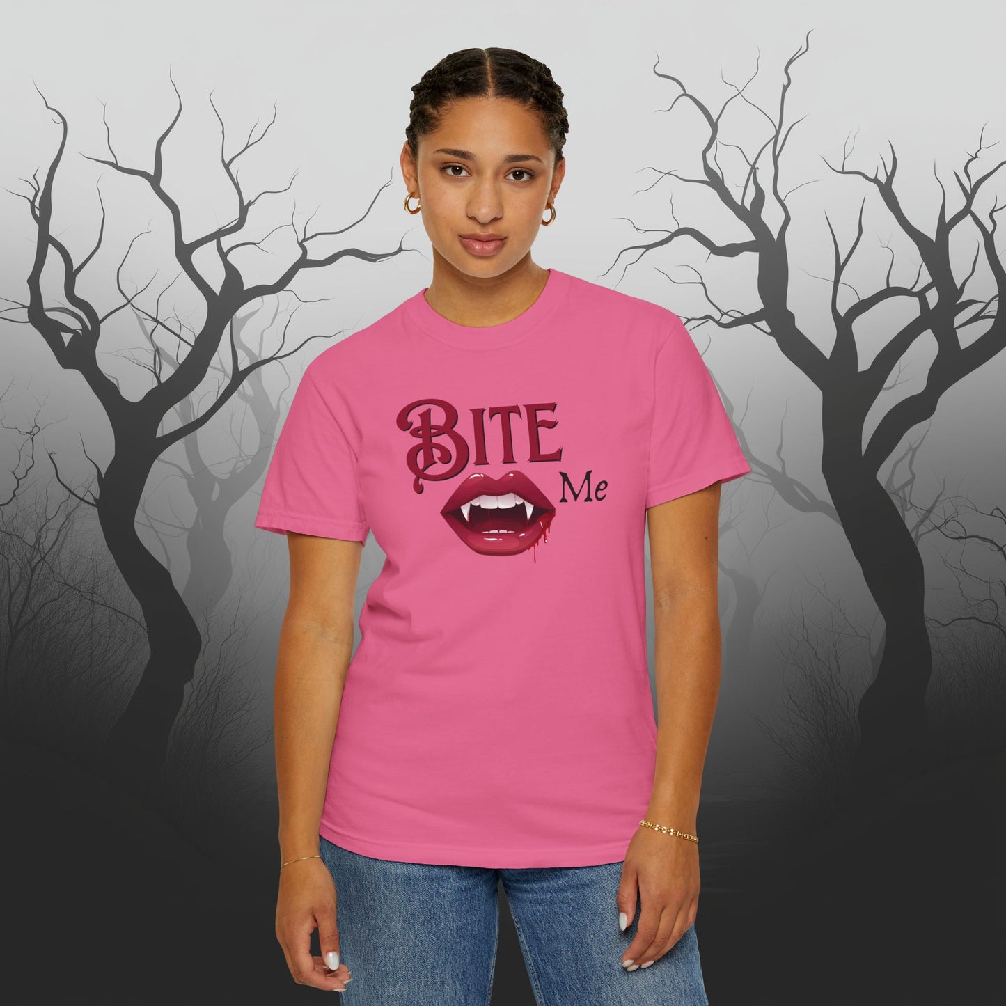 Bite Me Cute Halloween Graphic T - Cute Vampire Bite Me T-Shirt - Comfort Colors 1717