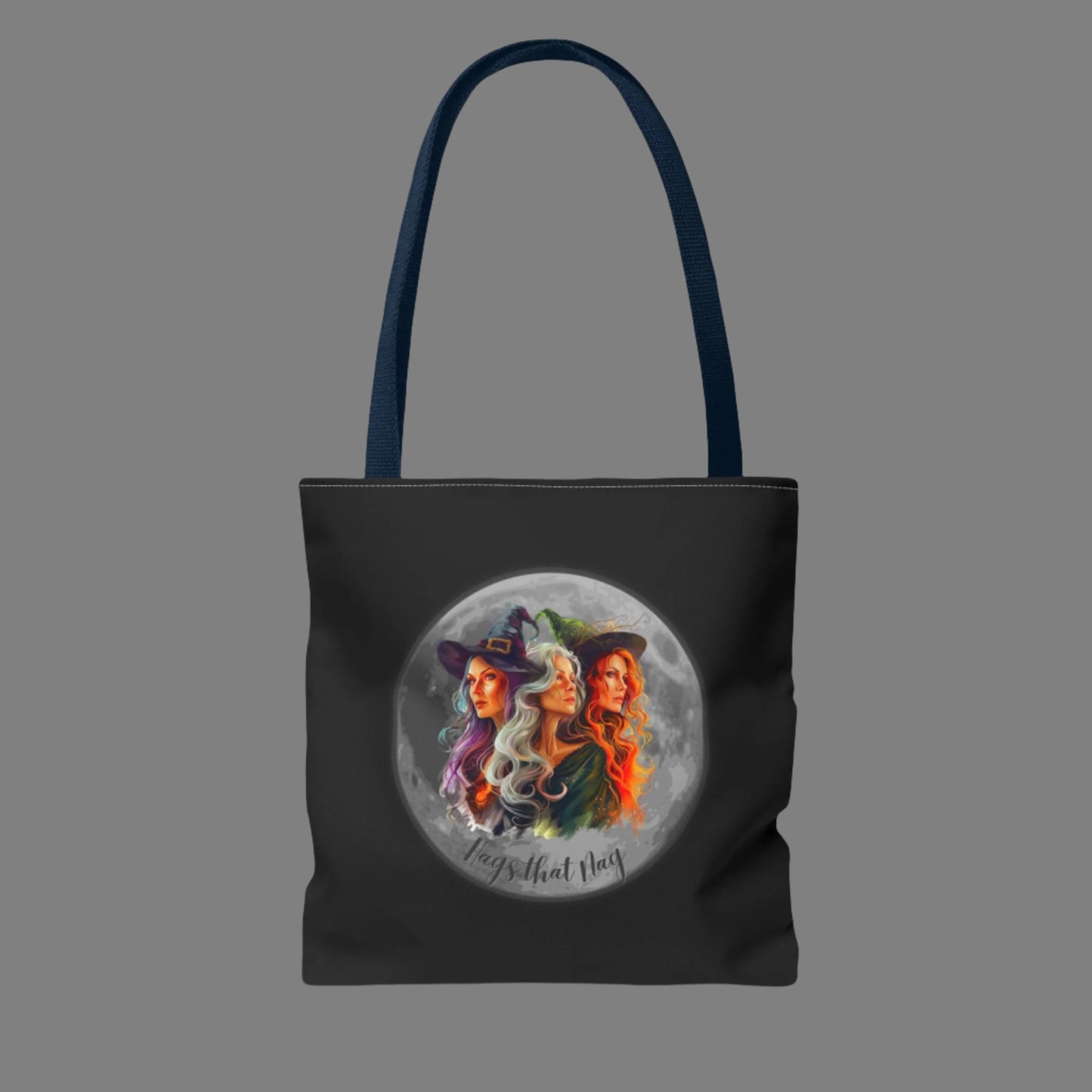 Black Cute Witches Carrying Tote, Halloween Trick or Treat Bag. Children's or Adult Tote Bag, Halloween Bag, Witches, School Bag, Shopping Bag