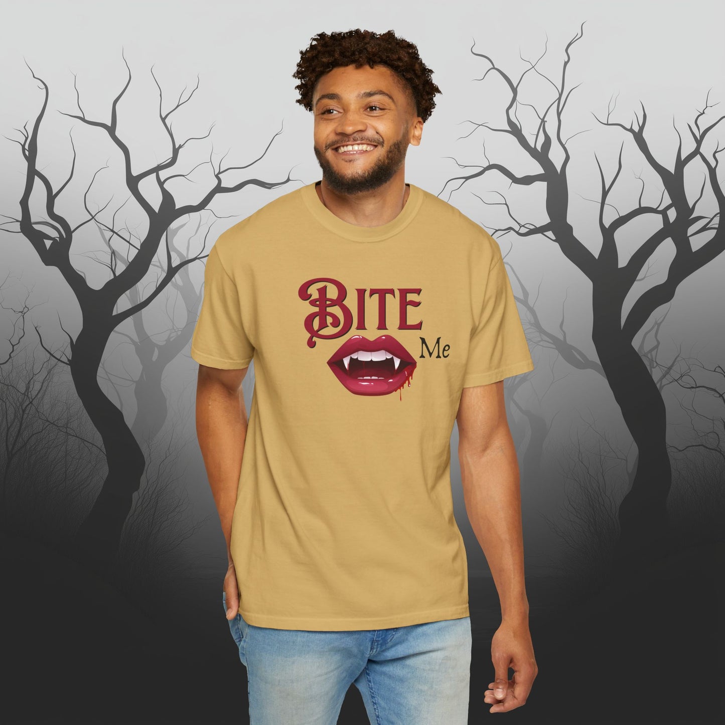 Bite Me Cute Halloween Graphic T - Cute Vampire Bite Me T-Shirt - Comfort Colors 1717