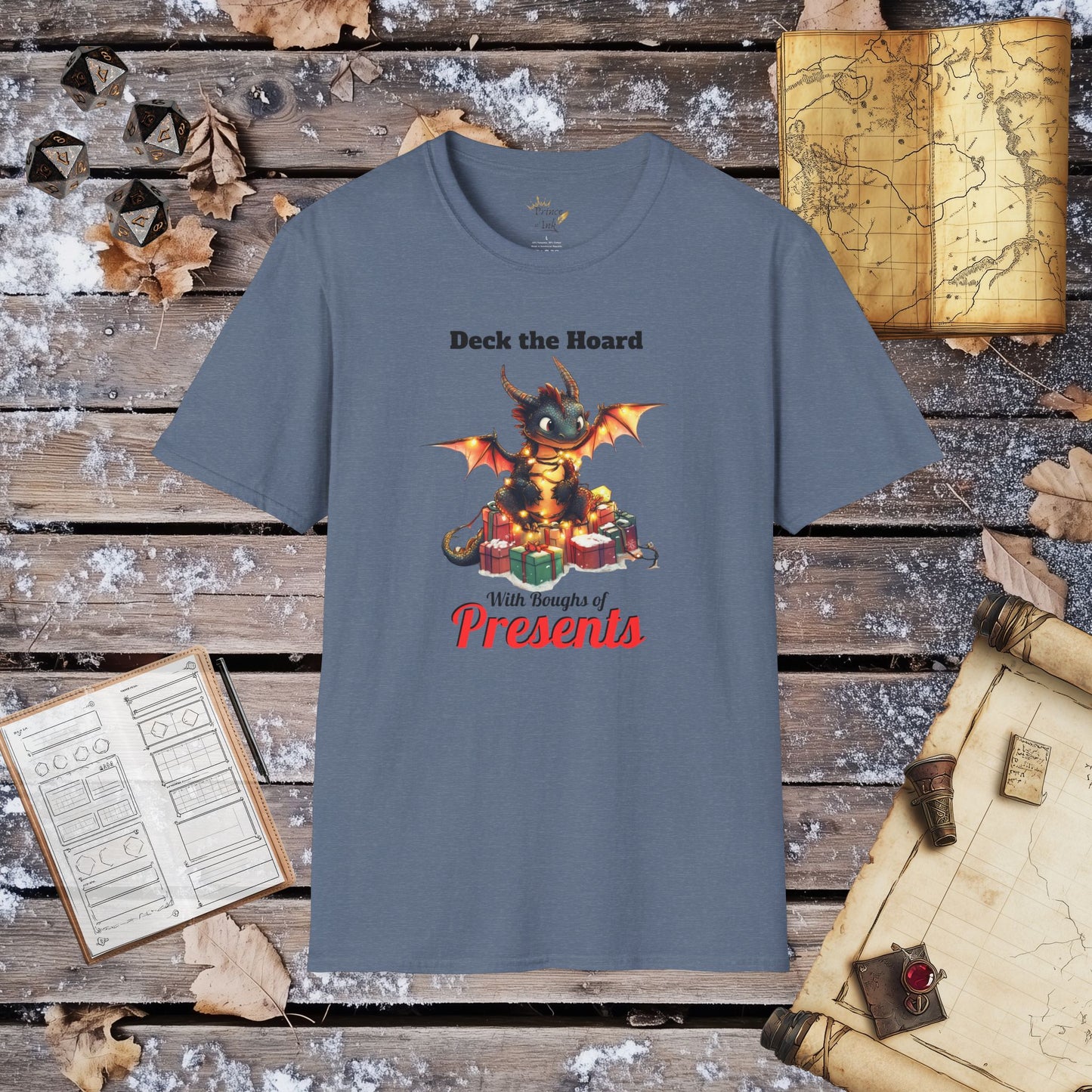 Deck the Hoard with Boughs of Presents - Cute Holiday Dragon Fantasy Group Role-Playing Unisex Graphic T-Shirt