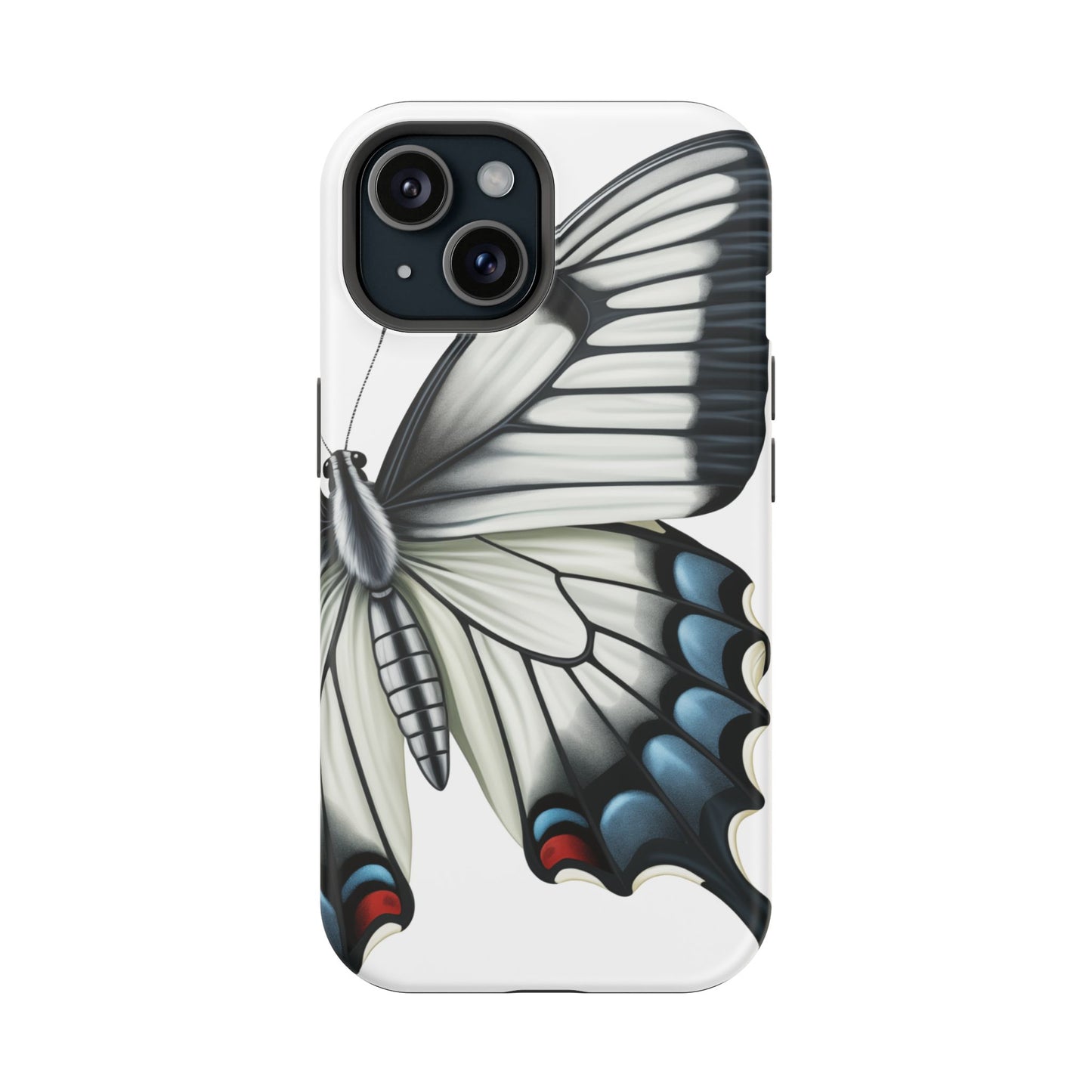 White Zebra Swallowtail Butterfly Re-imagined iPhone case Beautiful Butterfly MagSafe Tough Cases White Swallowtail Butterfly MagSafe iPhone Case