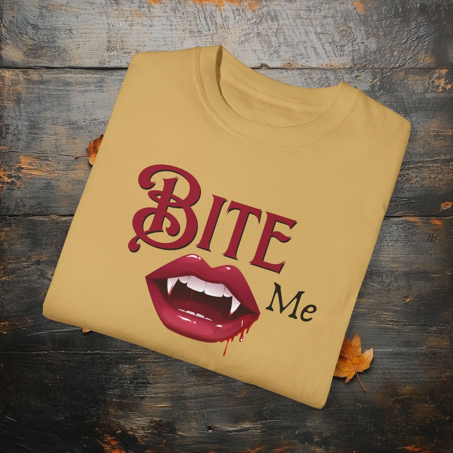 Bite Me Cute Halloween Graphic T - Cute Vampire Bite Me T-Shirt - Comfort Colors 1717