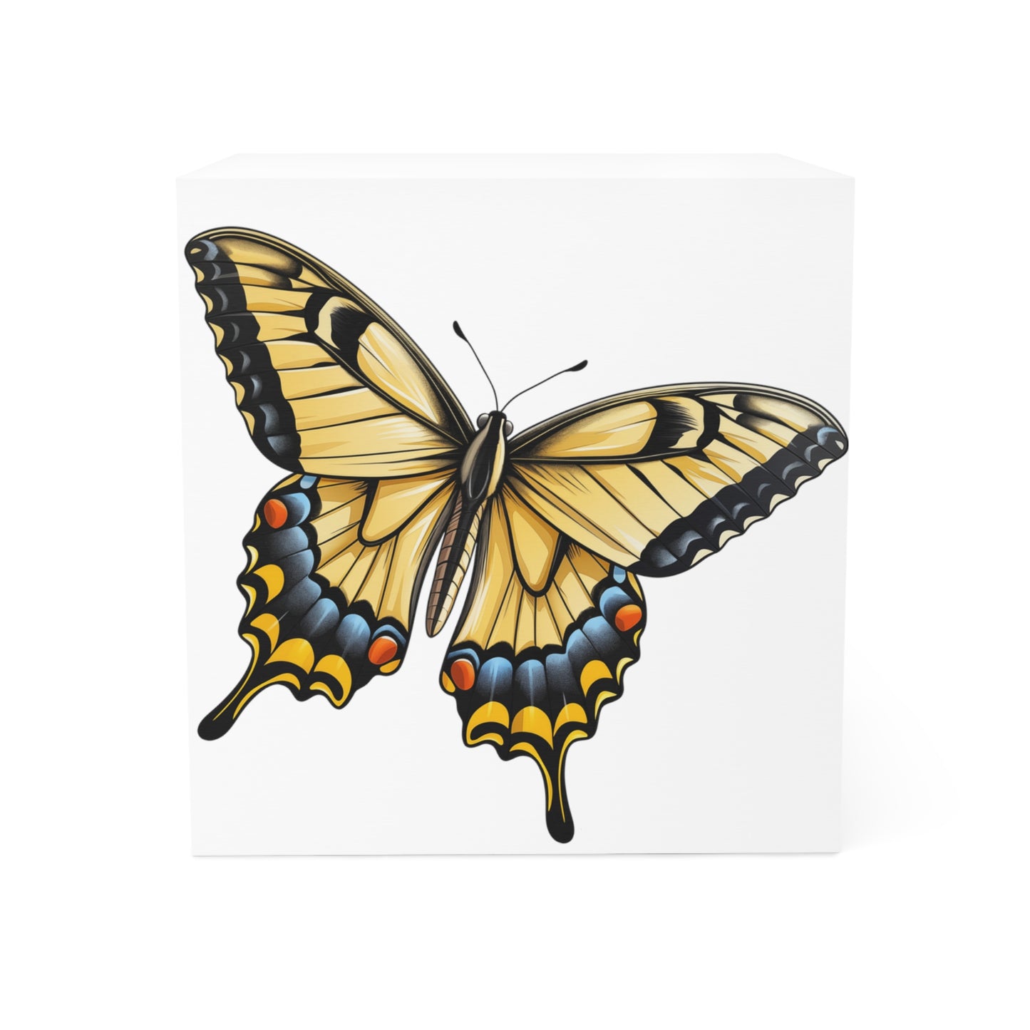 Butterfly Sticky Note Cube Decoration Stationary for Office, Home or School. Desk Decor and Organization Gift for Nature Lovers Tiger Swallowtail Butterfly Notepad