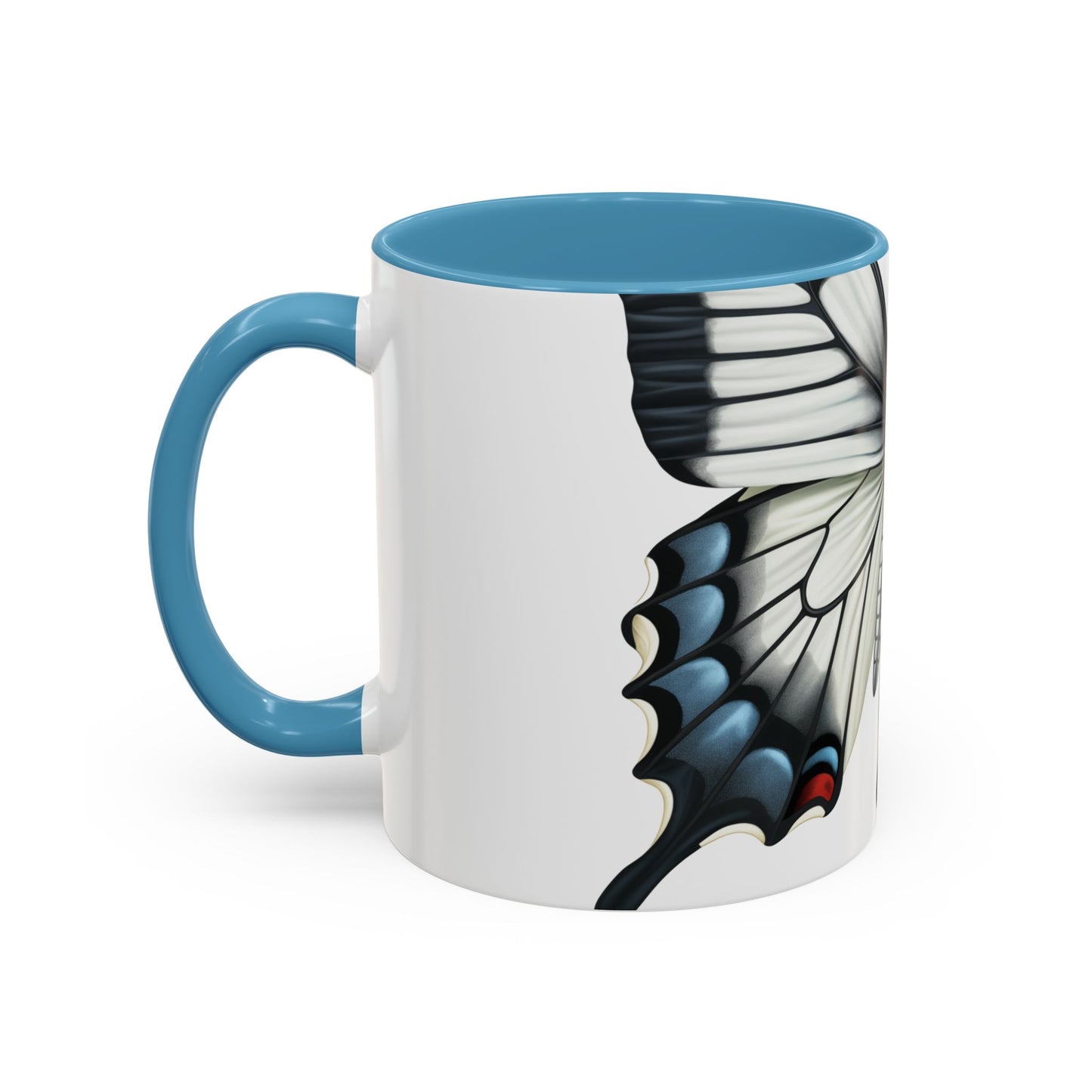 White Zebra Swallowtail Butterfly Accent Coffee Mug, 11oz, Zebra Swallowtail Butterfly Coffee or Tea Mug