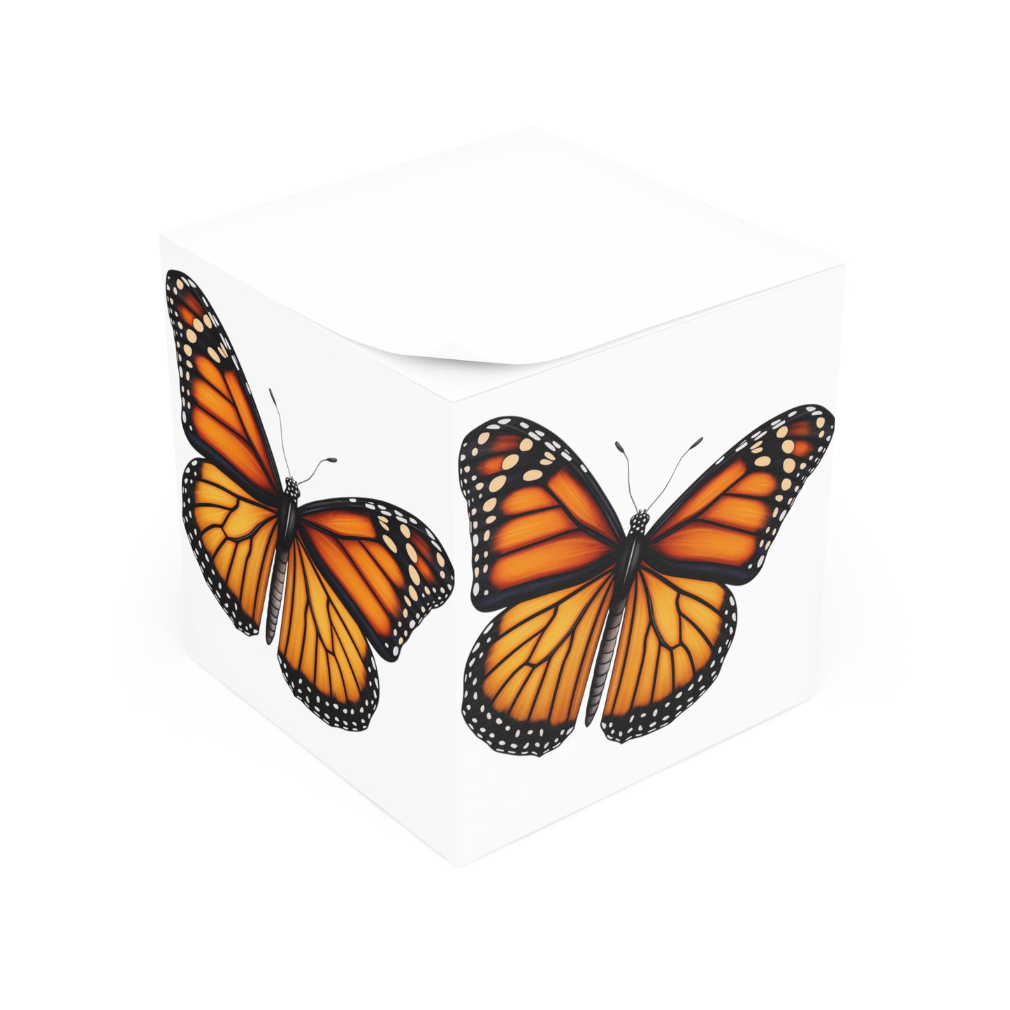 Butterfly Monarch Sticky Note Cube Decoration Stationary for Office, Home or School. Desk Decor and Organization Gift for Nature Lovers