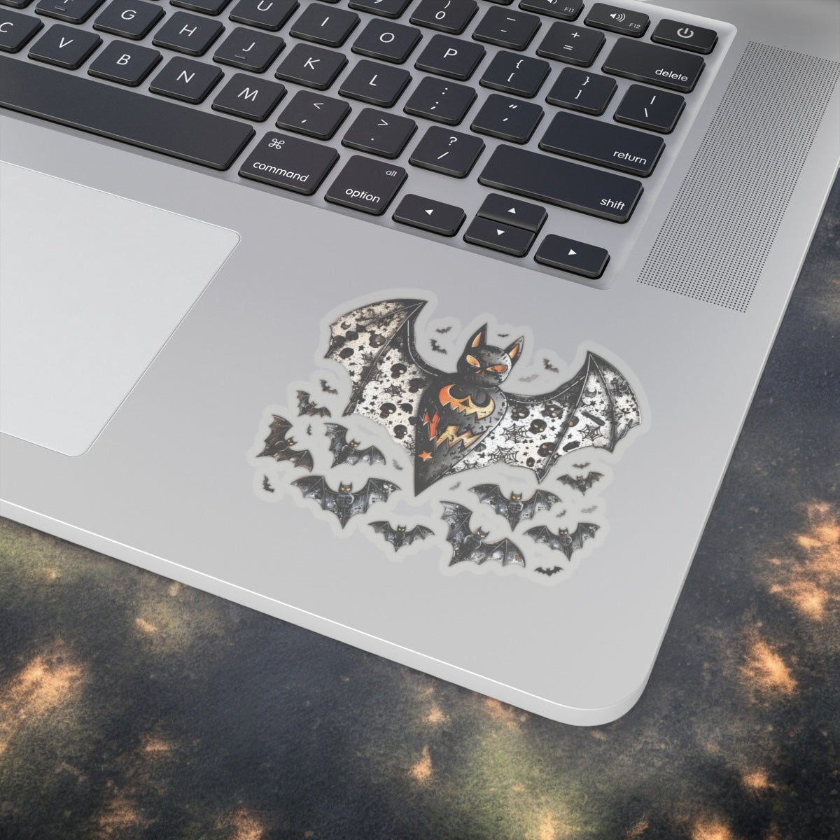 Beautiful Bat Vinyl Sticker with Ghost - Spooky Halloween Vinyl Decal - Beautiful Bat Sticker for Laptops, Water Bottles, and More