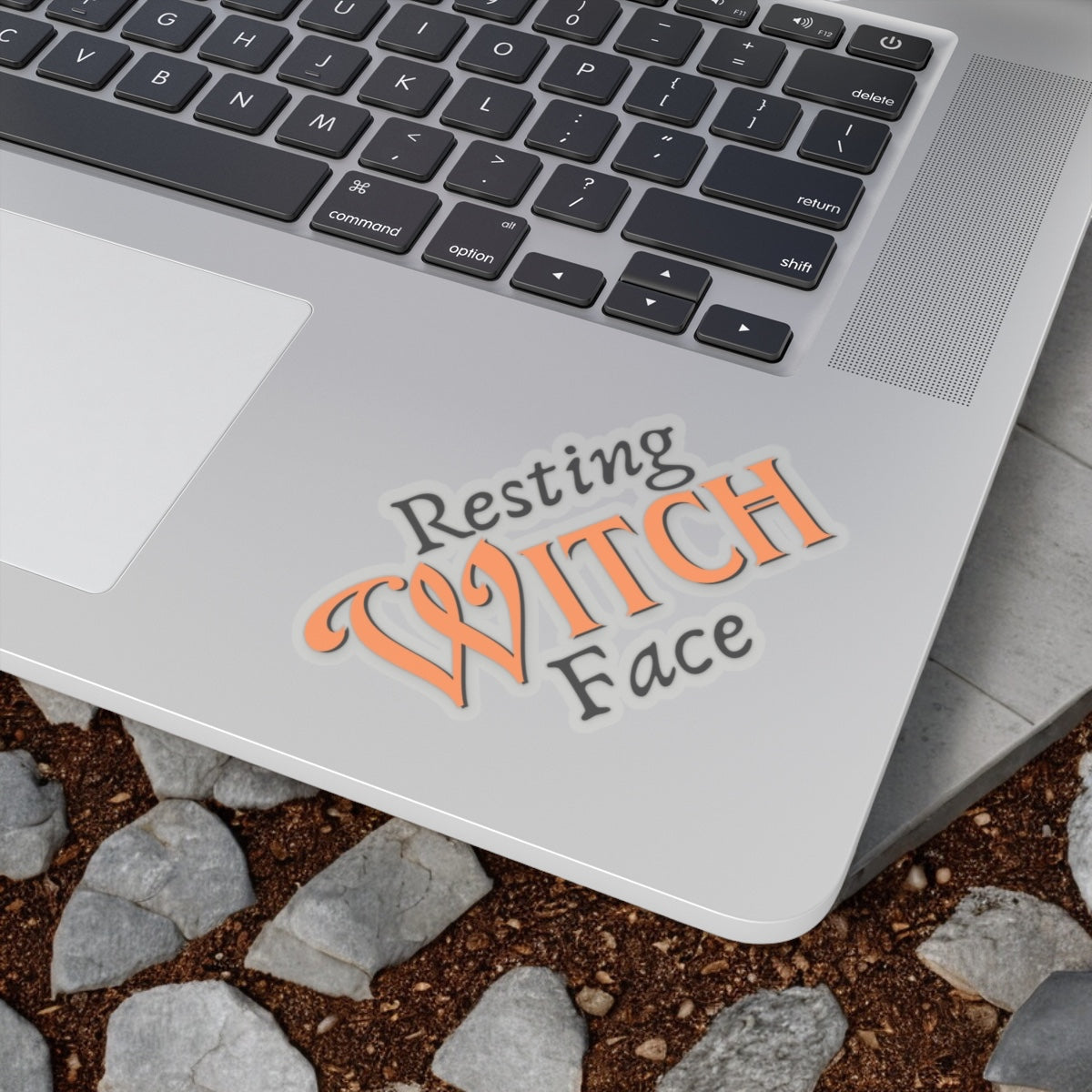 Resting Witch Face Vinyl Sticker - Spooky Halloween Decal - Gothic Resting Witch Face Sticker for Laptops, Water Bottles, and More