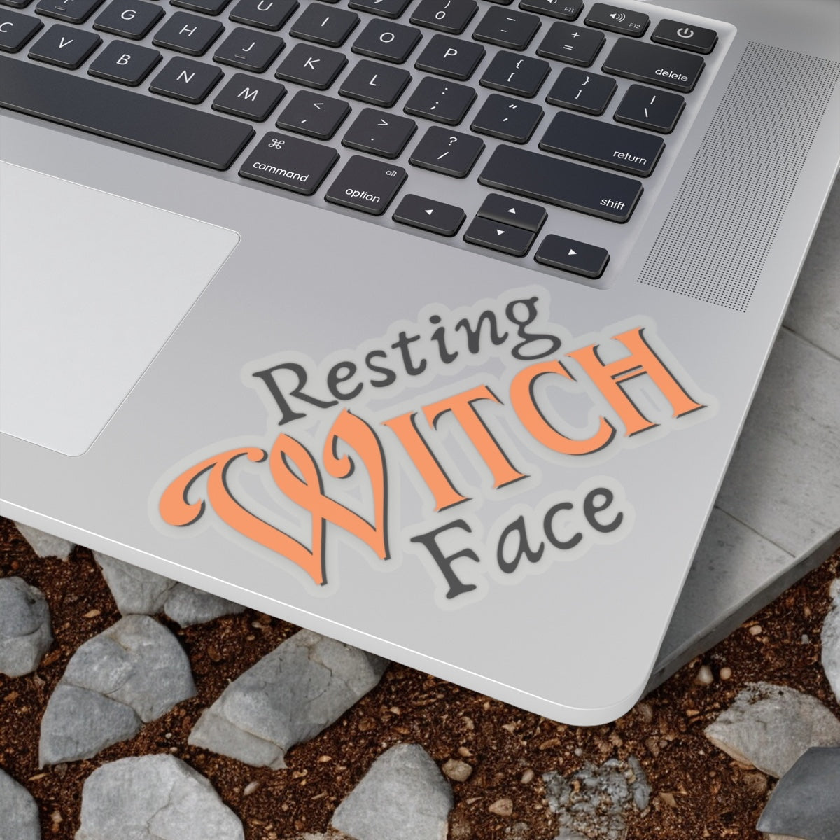 Resting Witch Face Vinyl Sticker - Spooky Halloween Decal - Gothic Resting Witch Face Sticker for Laptops, Water Bottles, and More