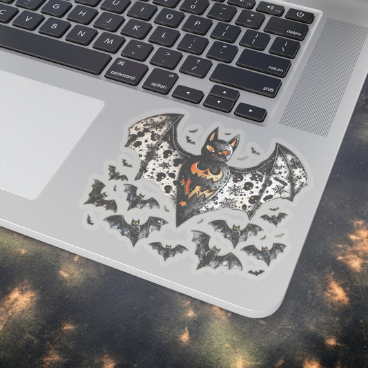 Beautiful Bat Vinyl Sticker with Ghost - Spooky Halloween Vinyl Decal - Beautiful Bat Sticker for Laptops, Water Bottles, and More