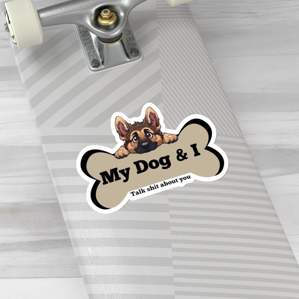 My Dog & I Vinyl Kiss-Cut Sticker German Shepherd Puppy and I Sicker Vinyl Kiss Cut Funny German Shepherd Dog and Bone Vinyl Sticker