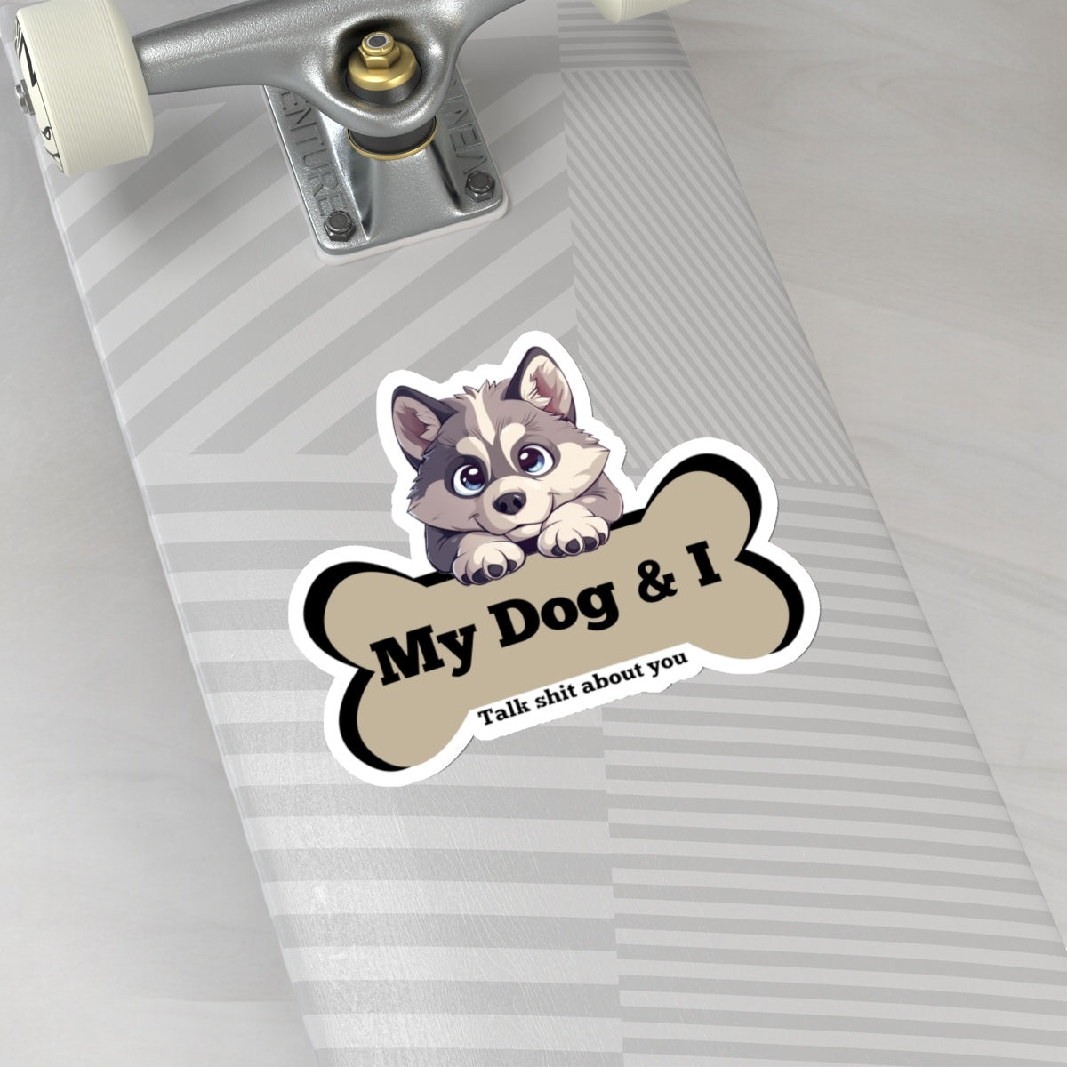 My Dog & I Vinyl Kiss-Cut Sticker Husky Puppy and I Sicker Vinyl Kiss Cut Funny Husky Dog and Bone Vinyl Sticker