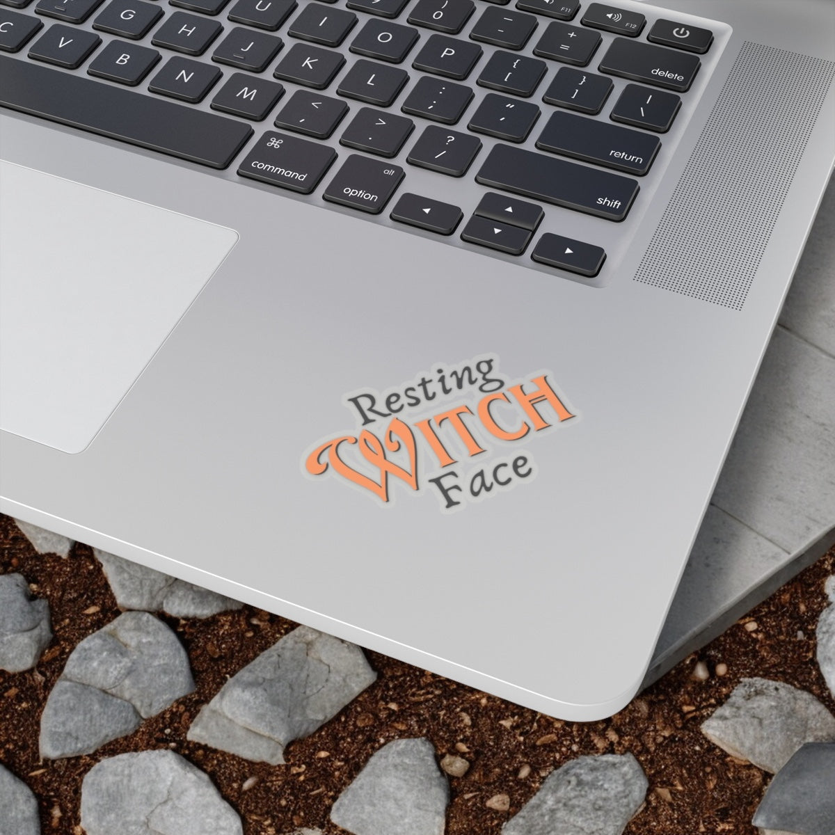 Resting Witch Face Vinyl Sticker - Spooky Halloween Decal - Gothic Resting Witch Face Sticker for Laptops, Water Bottles, and More