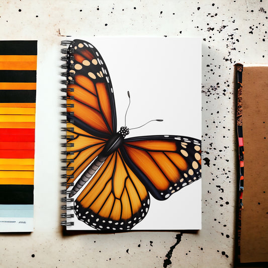 Monarch Butterfly Spiral Notebook Ruled, Lined Journal Diary for School, College, Office or Home. Artistic Stationary Supply or Gift