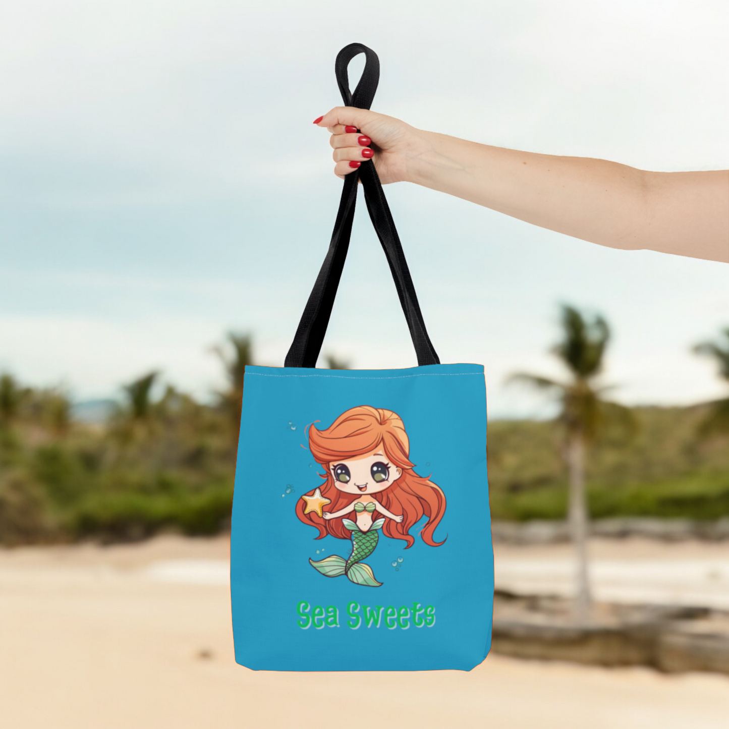 Cute Mermaid Carrying Tote, Halloween Trick or Treat Bag. Children's Tote Bag, Halloween Bag, Book Bag, Swim Bag, School Bag, Shopping Bag