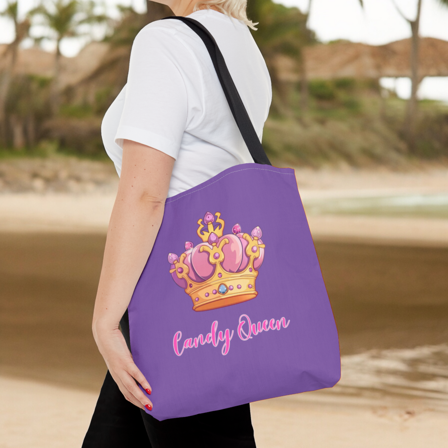 Purple Crown Carrying Tote, Halloween Trick or Treat Bag. Children's Tote Bag, Halloween Bag, Book Bag, Swim Bag, School Bag, Shopping Bag