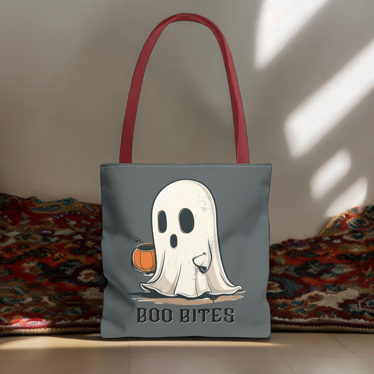 Halloween Trick-or-Treat Ghost Boo Bites tote bag for Trick Or Treat Halloween Costume Ghost Accessory for Kids Cute Ghost Candy Bag