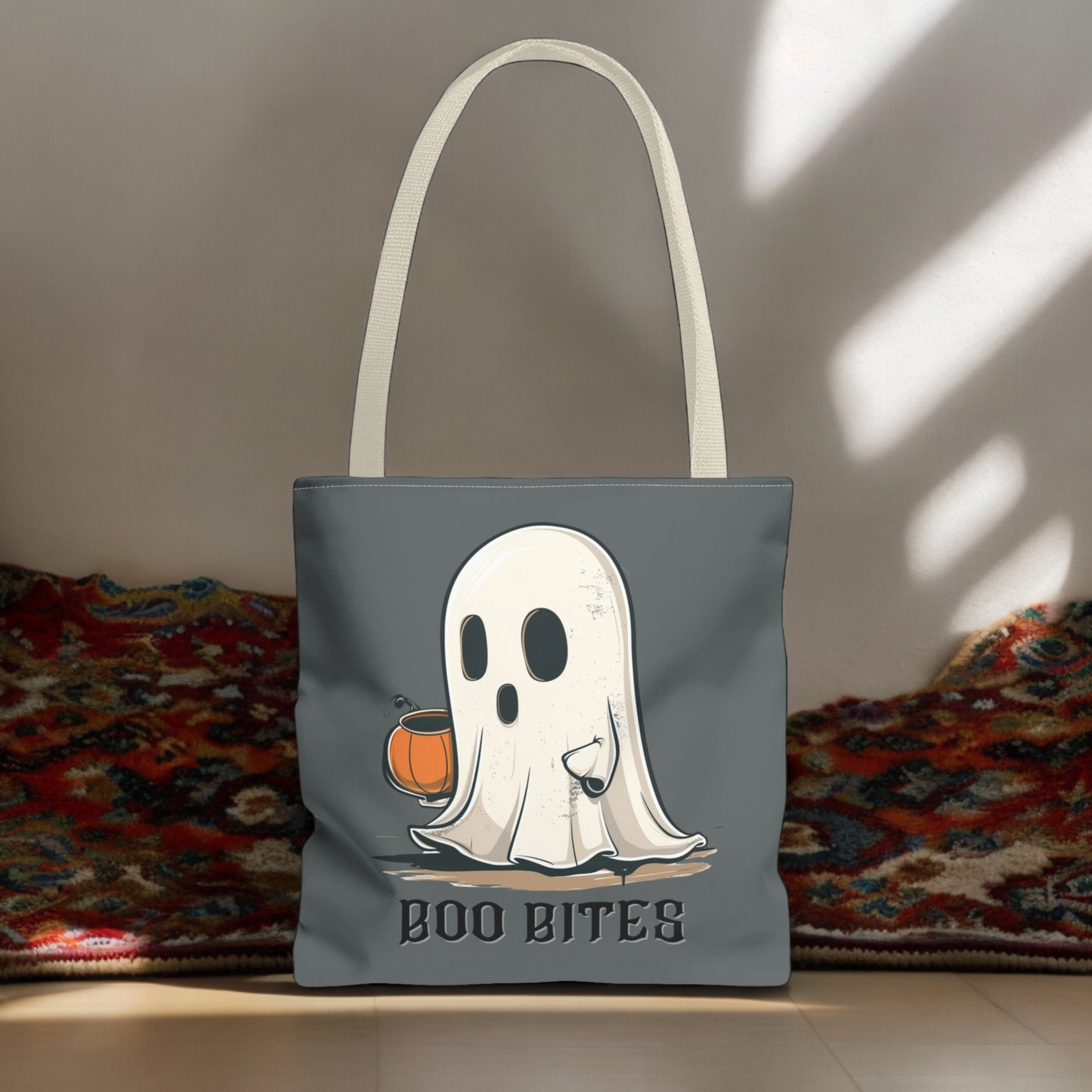 Halloween Trick-or-Treat Ghost Boo Bites tote bag for Trick Or Treat Halloween Costume Ghost Accessory for Kids Cute Ghost Candy Bag