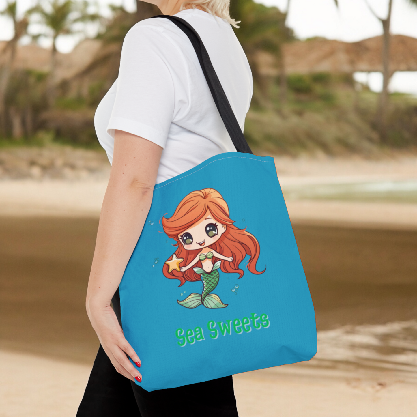 Cute Mermaid Carrying Tote, Halloween Trick or Treat Bag. Children's Tote Bag, Halloween Bag, Book Bag, Swim Bag, School Bag, Shopping Bag